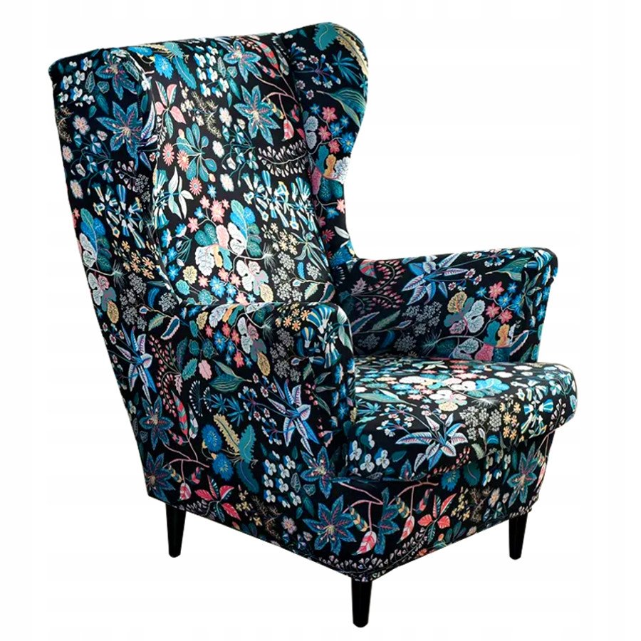 POKROWIEC NA FOTEL USZAK KWIATY LIŚCIE WZORY ELASTYCZNY [22EW6]