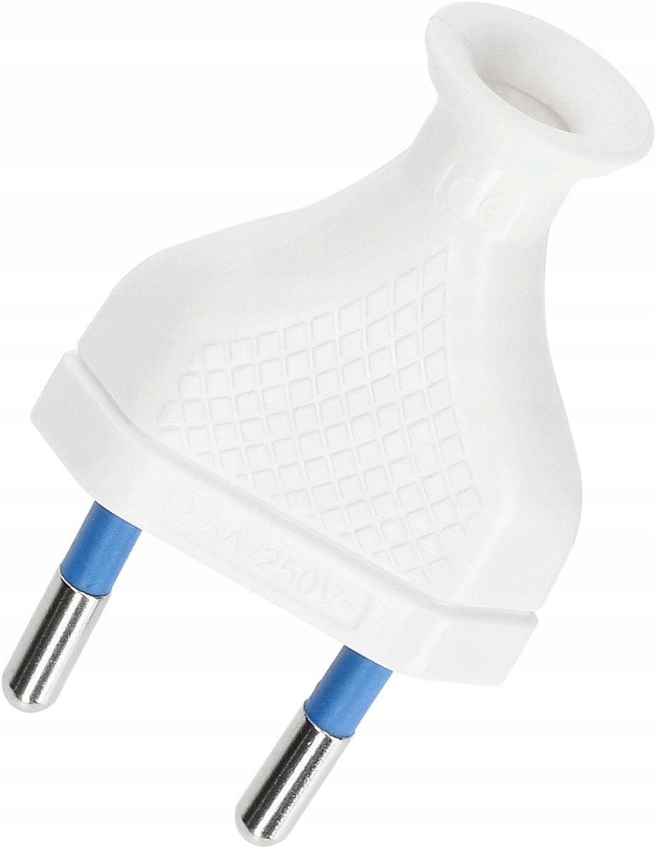 WTYCZKA SIECIOWA PŁASKA PROSTA NA KABEL 2,5A 230V BIAŁA