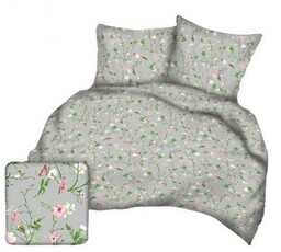 Karo Pościel z kory 160x200 szara różowa kwiaty A1121_2 Kora 23