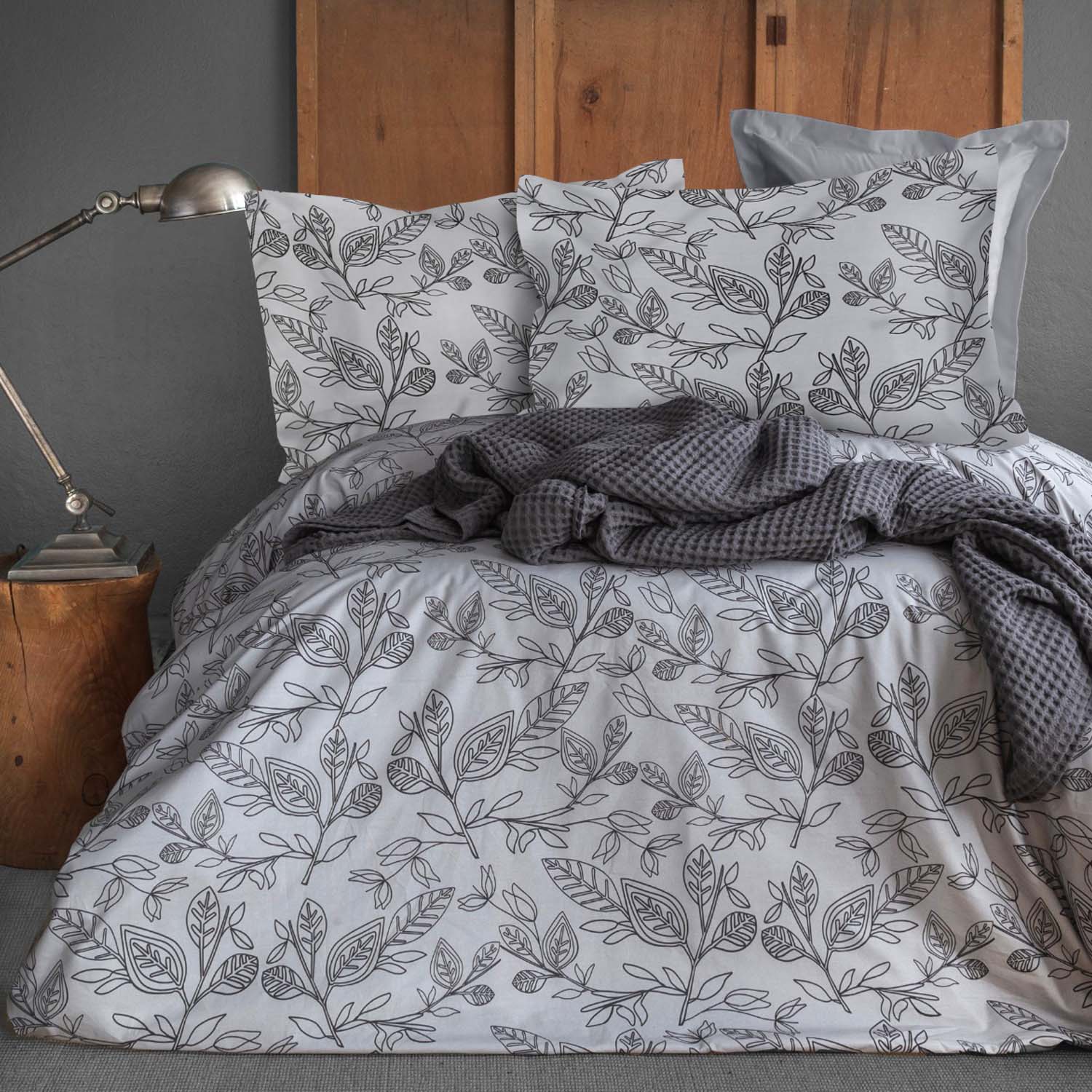Pościel 220x200 satyna bawełniana w pudełku Green Grey Luxury