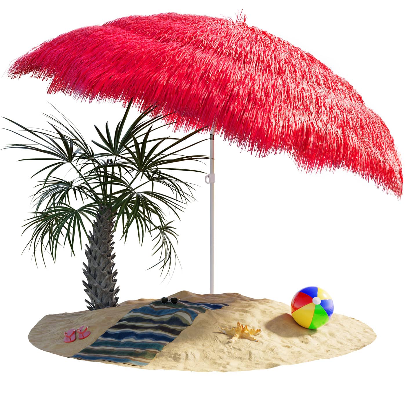 Parasol Hawaii Czerwony Ø160cm Ochrona UV 30+
