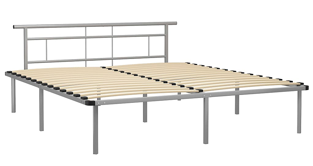 Szare metalowe łóżko małżeńskie 200x200 cm Tardi 4X