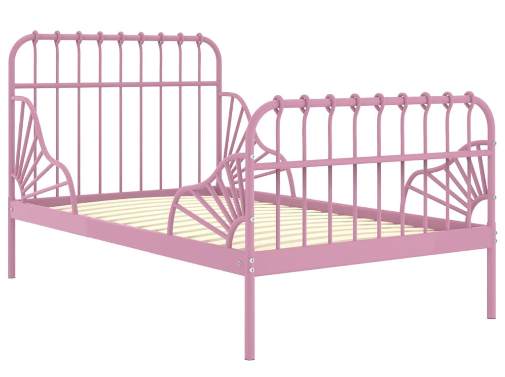 Różowe metalowe łóżko rosnące z dzieckiem 80x130/200 cm K4-N75