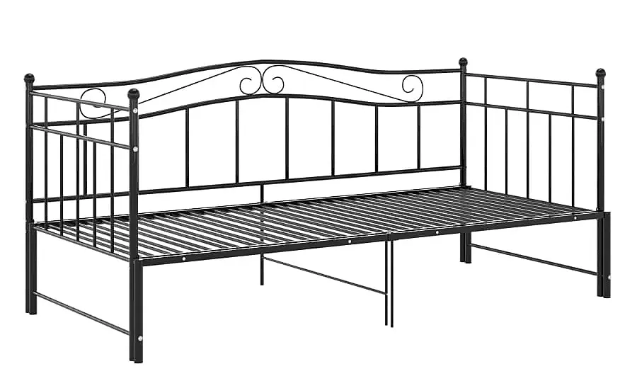Czarne metalowe łóżko rozkładane 90x200 cm - Delkis