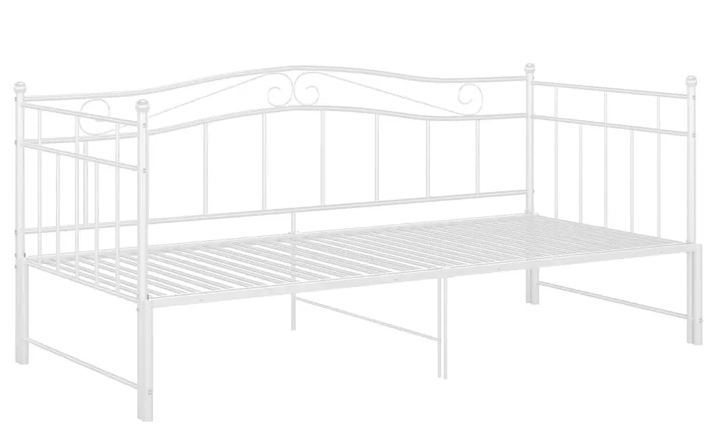 Białe metalowe łóżko rozkładane 90x200 cm - Delkis
