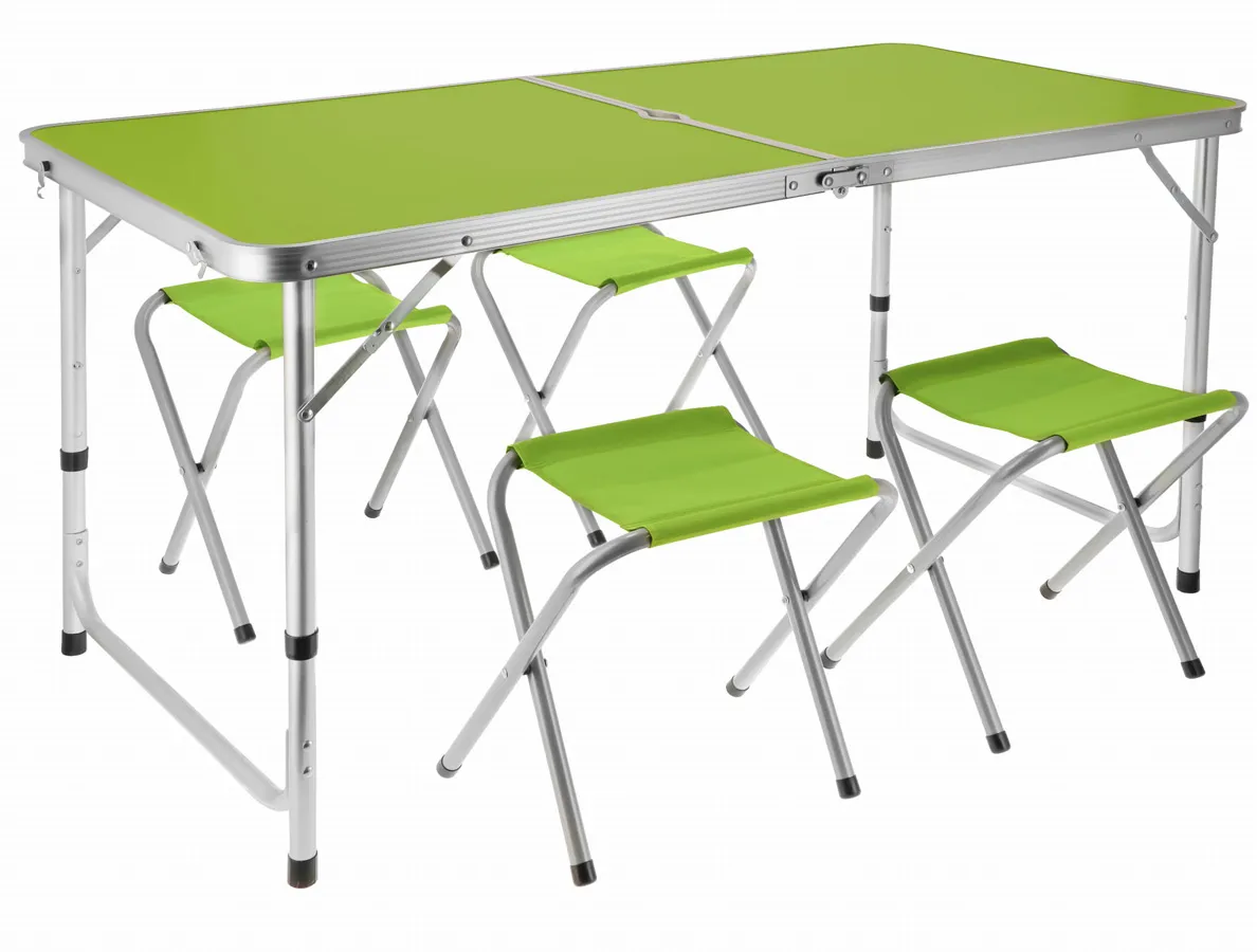 Zielony składany stolik ogrodowy z 4 taboretami L4-D72