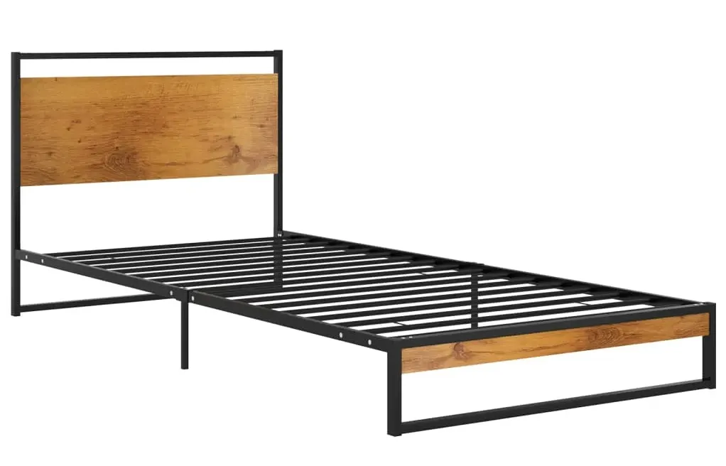 Czarne Loftowe Łóżko Metalowe 90X200 Cm T5-M01