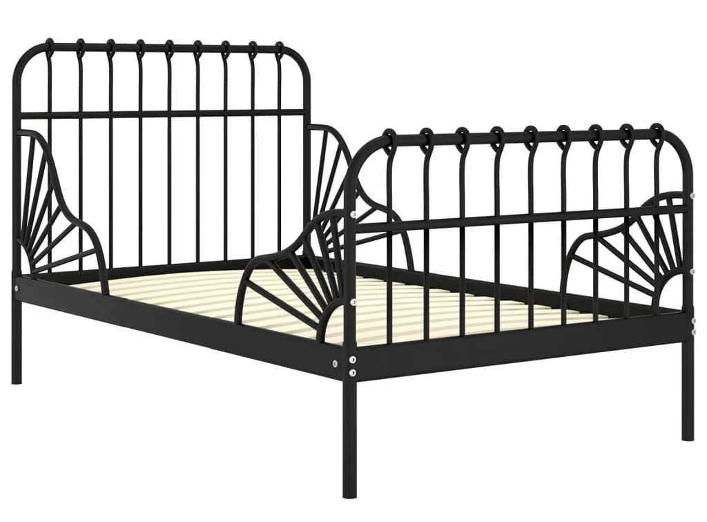 Czarne metalowe łóżko rosnące z dzieckiem 80x130/200 cm - Kasja