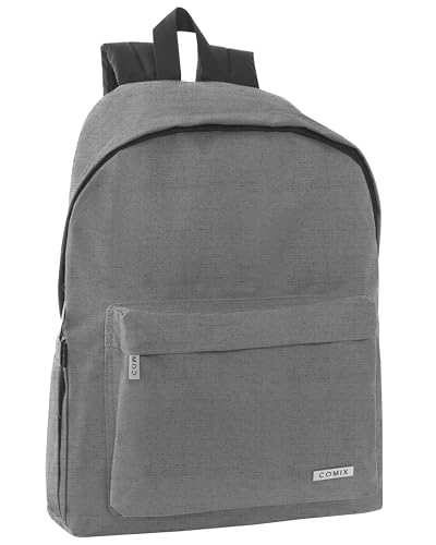 Comix - Plecak szkolny, uniwersytet, praca, 3 szerokie przegrody, obudowa na PC, przednia kieszeń, zamek błyskawiczny i regulowane ramiączka, 32 x 43 x 23 cm, 31 l, szary, Szary, 32x43x23, Casual