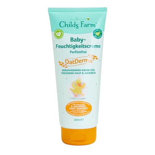 Childs Farm OatDerma krem nawilżający dla niemowląt 200 ml, bez perfum | Kojący balsam do pielęgnacji skóry, do wrażliwej lub skłonnej do egzemy skóry niemowląt i dzieci. Również dla noworodków.