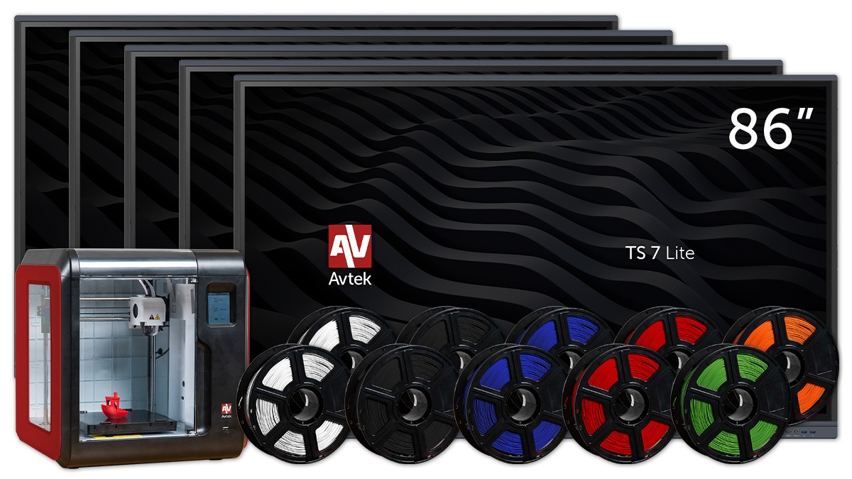 Zestaw Aktywna Tablica 5 x monitor interaktywny Avtek TS 7 Lite 86