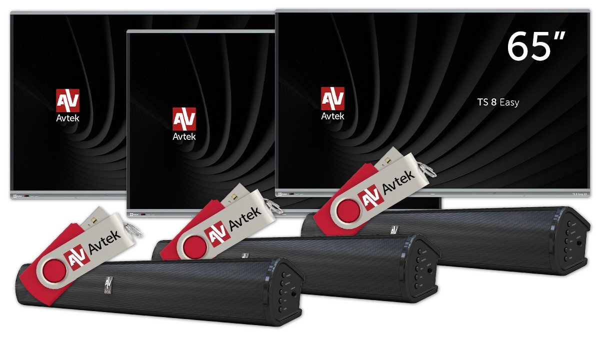 Zestaw Aktywna Tablica 3 x monitor interaktywny Avtek TS 8 Easy 65