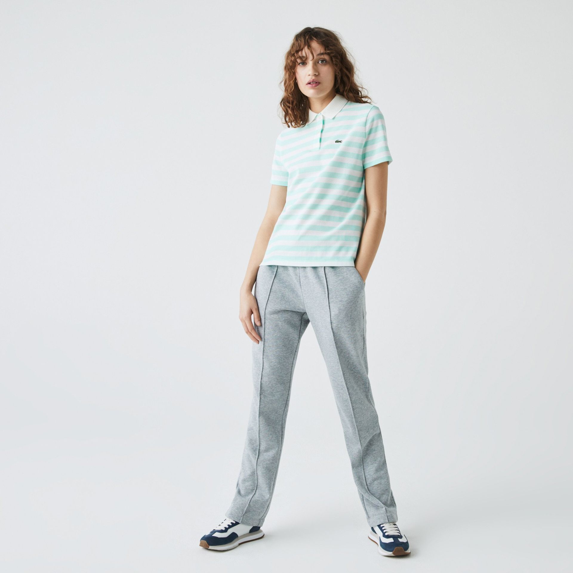 Lacoste Damska bawełniana koszulka polo Regular Fit z kołnierzykiem z siateczki w paski