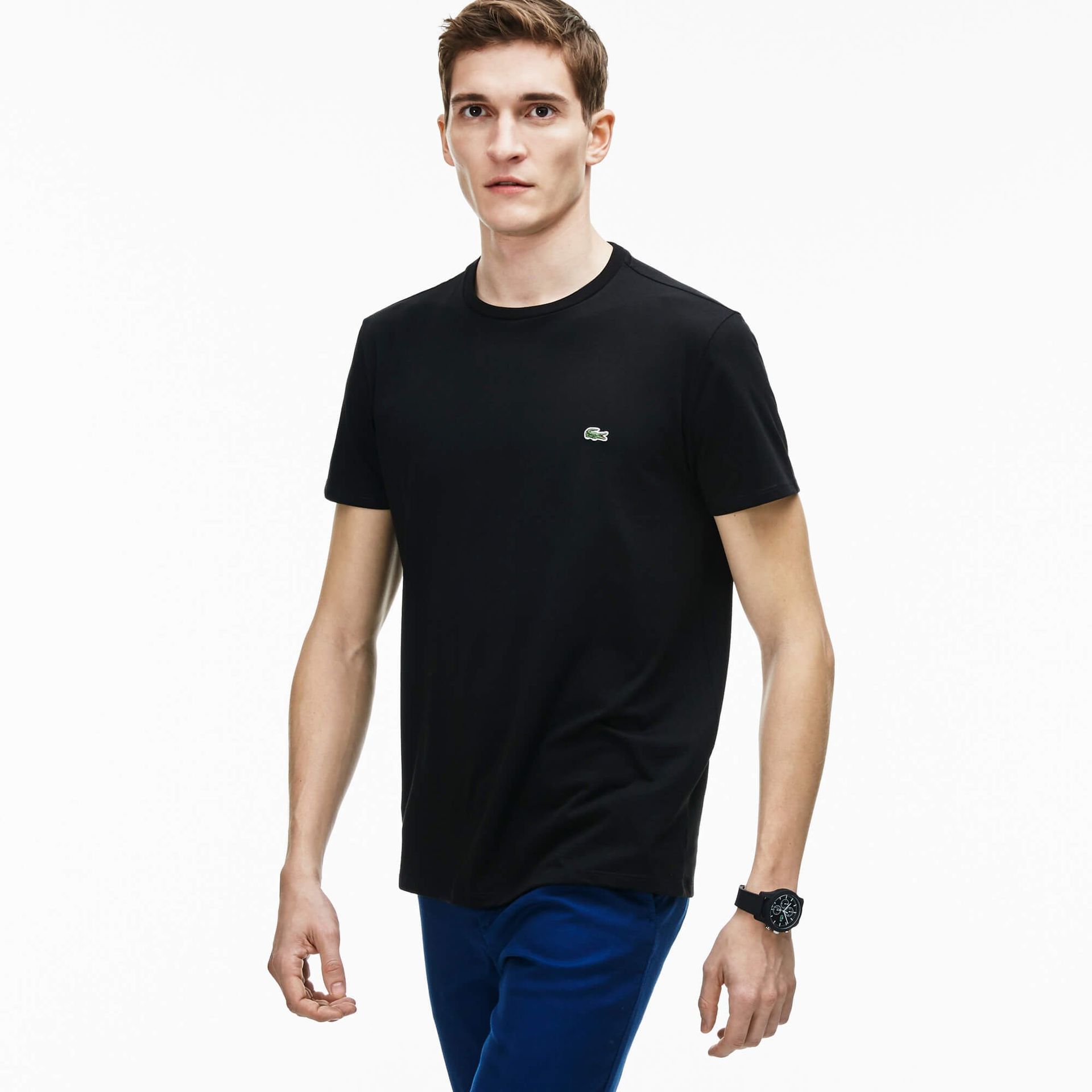Lacoste Męski T-Shirt Z Okrągłym Dekoltem Z Dżerseju Z Bawełny Pima