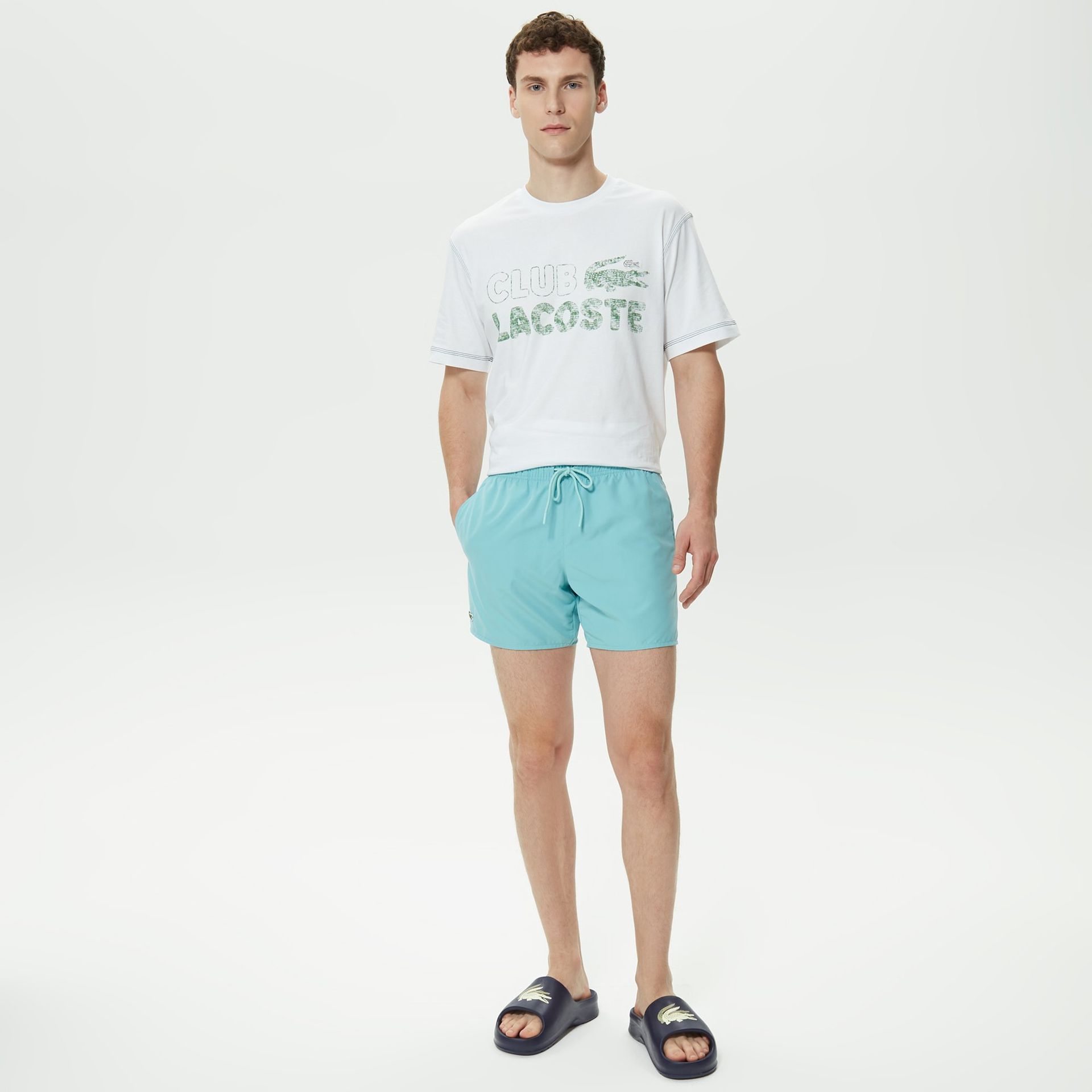 Lacoste męskie szorty kąpielowe z lekkiego materiału z technologią quick dry