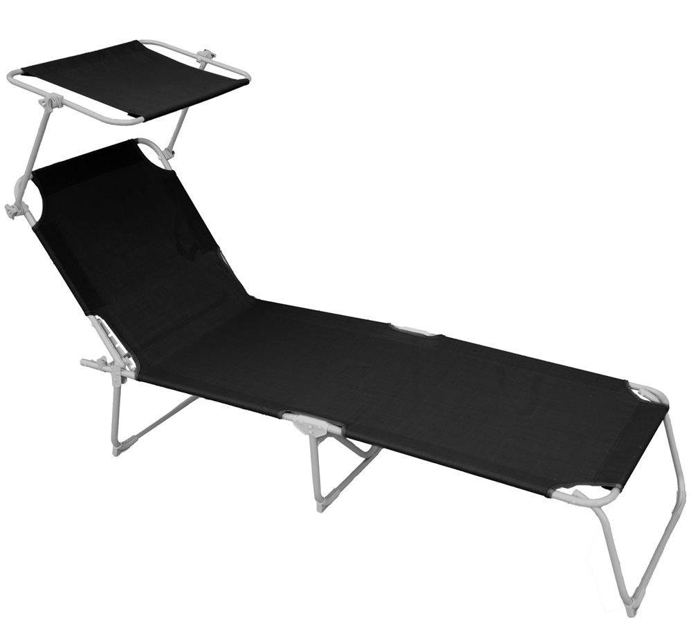 Czarny składany leżak z daszkiem W0-C16