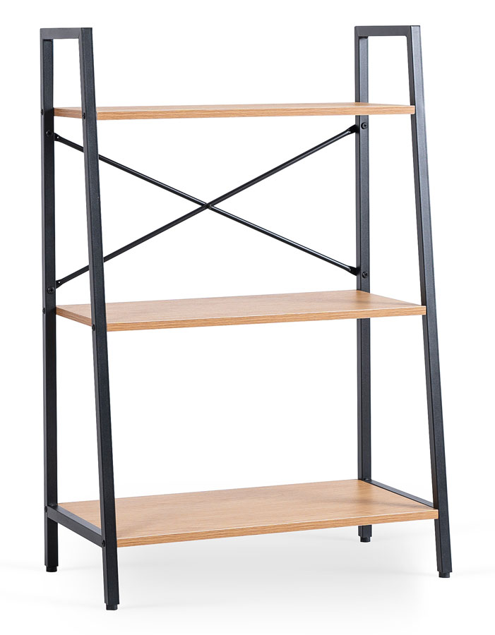 Otwarty niski regał w stylu loft czarny + dąb złoty N0-C57
