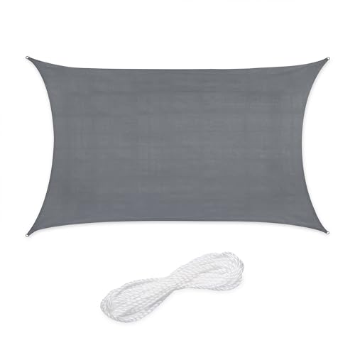 Relaxdays Żagiel przeciwsłoneczny, prostokątny, 3 x 4 m, tkanina HDPE, stabilizowana UV, wklęsła, płótno żaglowe z linami napinającymi, ciemnoszary