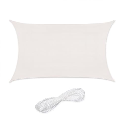 Relaxdays Żagiel przeciwsłoneczny, prostokątny, 3 x 4 m, tkanina HDPE, stabilizowana UV, wklęsła, z linami napinającymi, biały