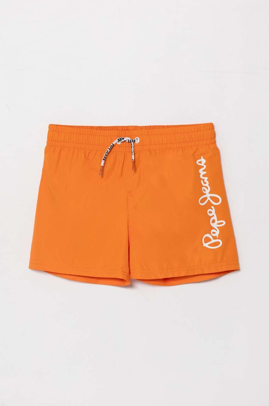 Pepe Jeans szorty kąpielowe dziecięce LOGO SWIMSHORT kolor pomarańczowy