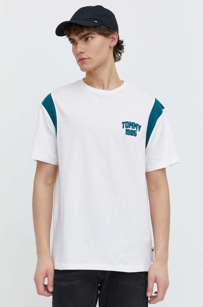 Tommy Jeans t-shirt bawełniany męski kolor biały wzorzysty DM0DM18661