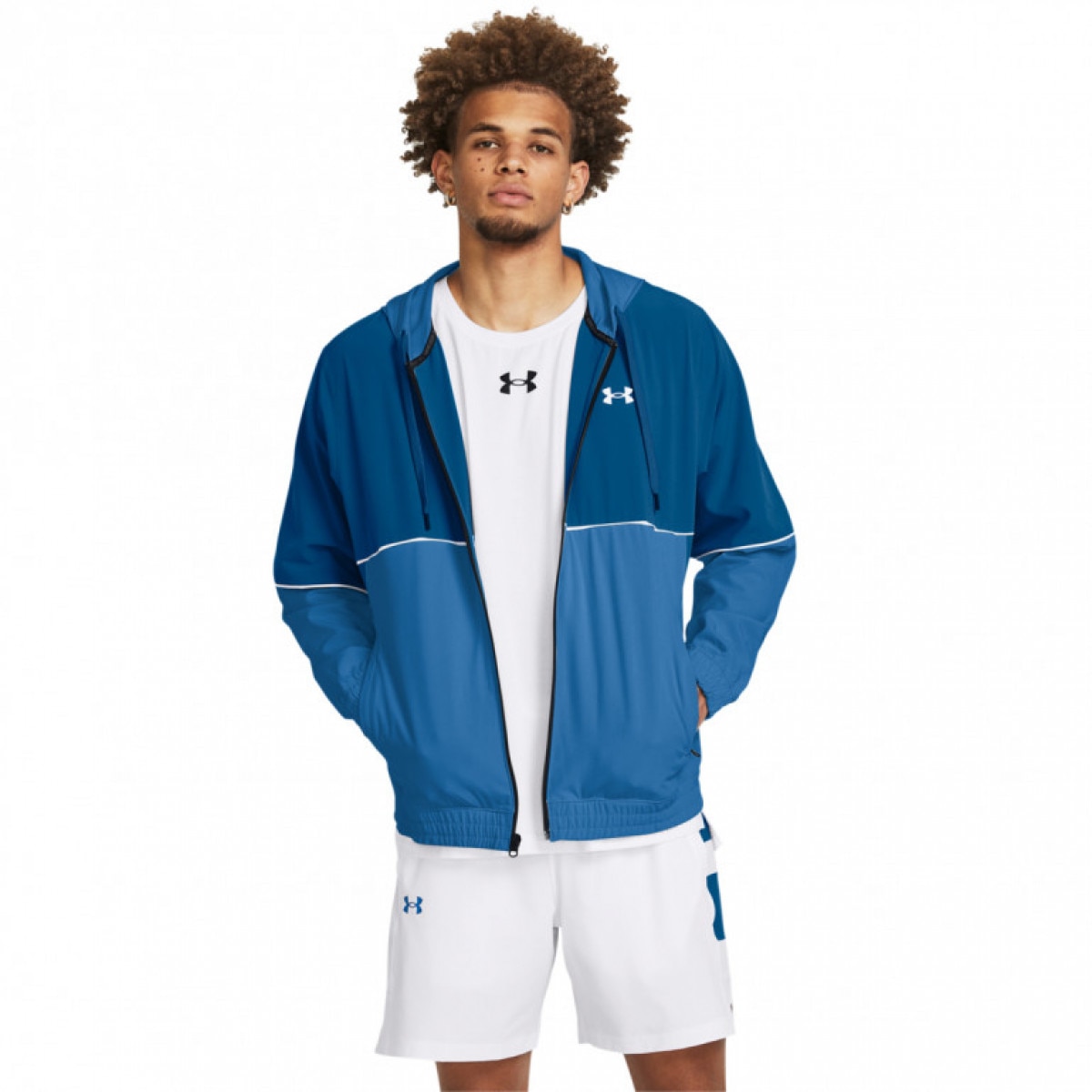 Męska kurtka treningowa Under Armour UA Baseline Woven Jacket - niebieska - UNDER ARMOUR