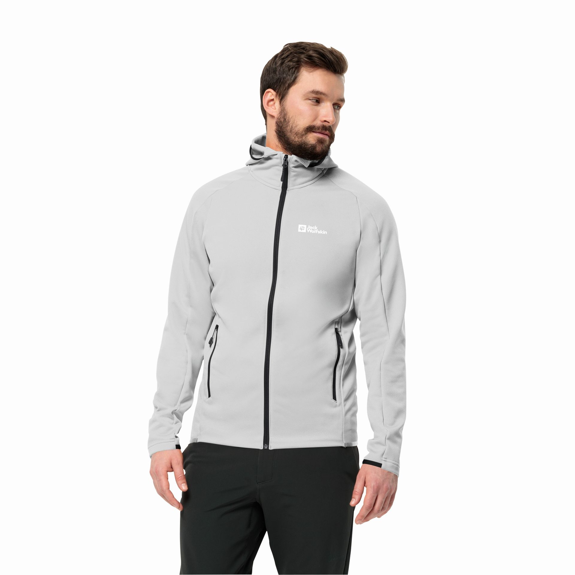 Męska kurtka polarowa Jack Wolfskin ALPGRAT HOODED FZ M cool grey - M