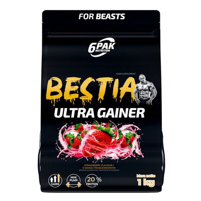 Gainer 6PAK Bestia Ultra Truskawkowy (1000 g)