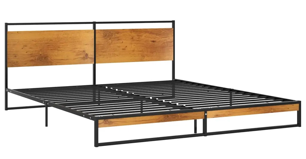 Czarne duże łóżko małżeńskie z metalu 180x200 cm P1-E05