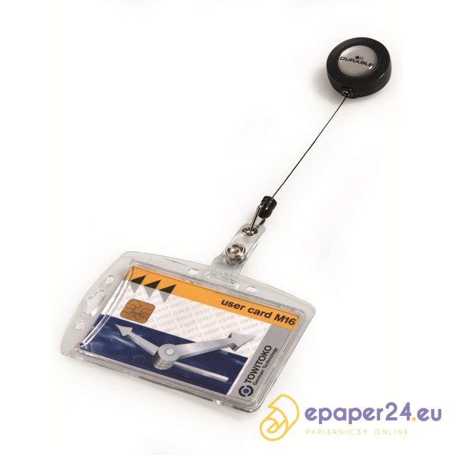 HOLDER DO KARTY DURABLE 54 X 85 MM Z MECHANIZMEM ŚCIĄGAJĄCYM - 1 SZT