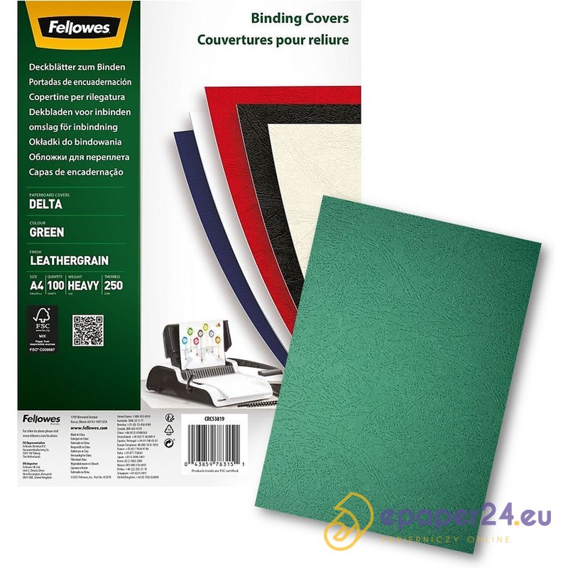 Okładki do bindowania Fellowes Delta A4 skóropodobne zielone (100)