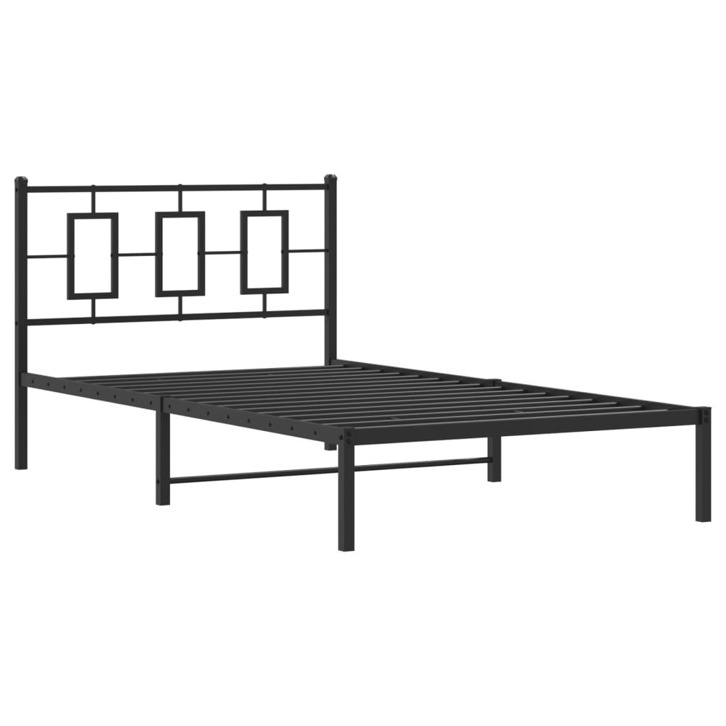 Metalowa rama łóżka z wezgłowiem, czarna, 107x203 cm Lumarko!