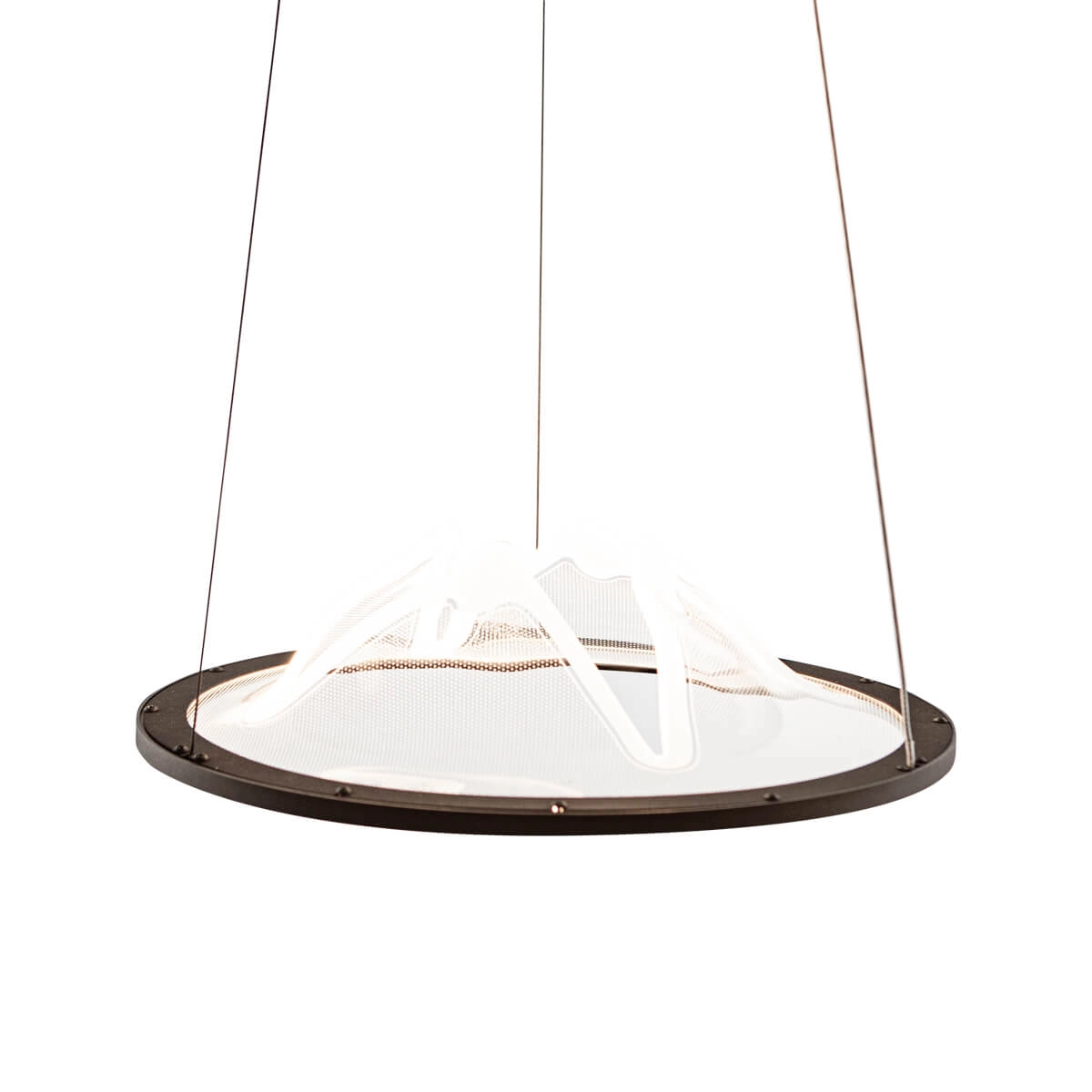 Ozdobna, brązowa lampa wisząca LED PND-58038-26W-3K z serii BARET