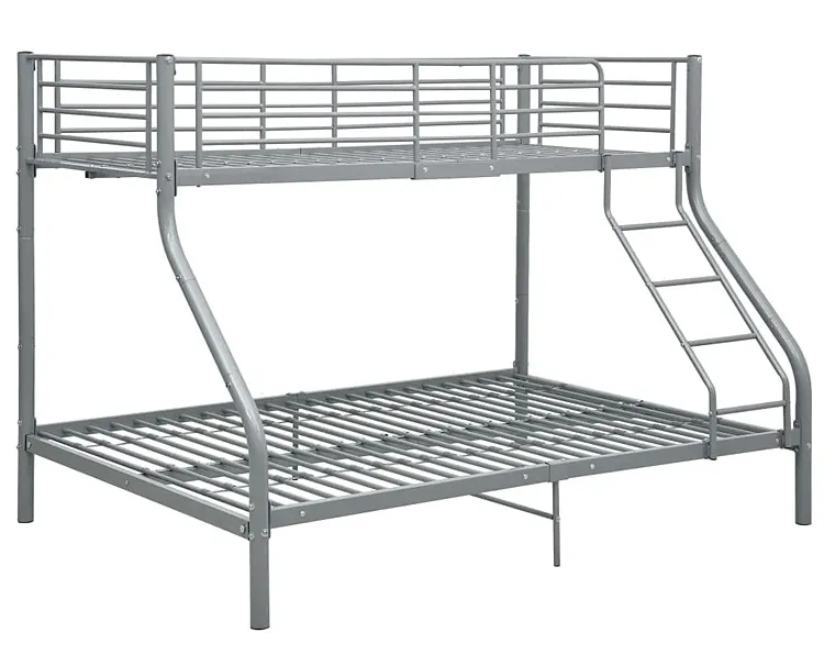 Szare Metalowe Wspólne Łóżko Piętrowe Dla Rodzeństwa 140X200 Cm/90X200 Cm L2-R68