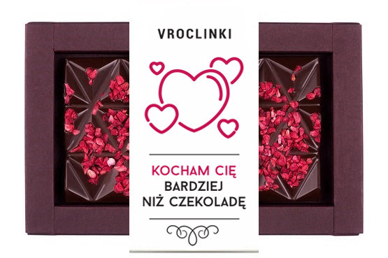 CZEKOLADA MLECZNA Z MALINAMI - KOCHAM CIĘ BARDZIEJ NIŻ CZEKOLADĘ