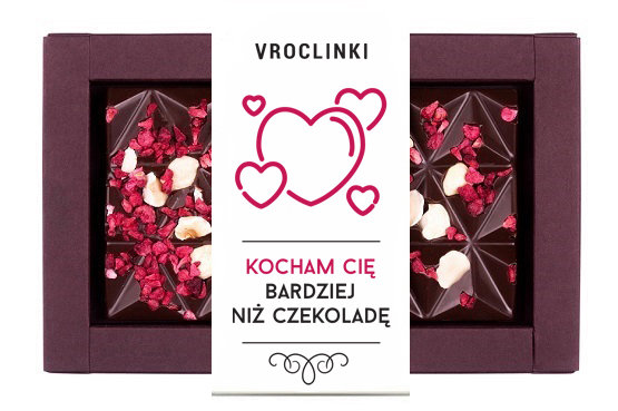 CZEKOLADA GORZKA Z MALINAMI I ORZECHAMI - KOCHAM CIĘ BARDZIEJ NIŻ CZEKOLADĘ