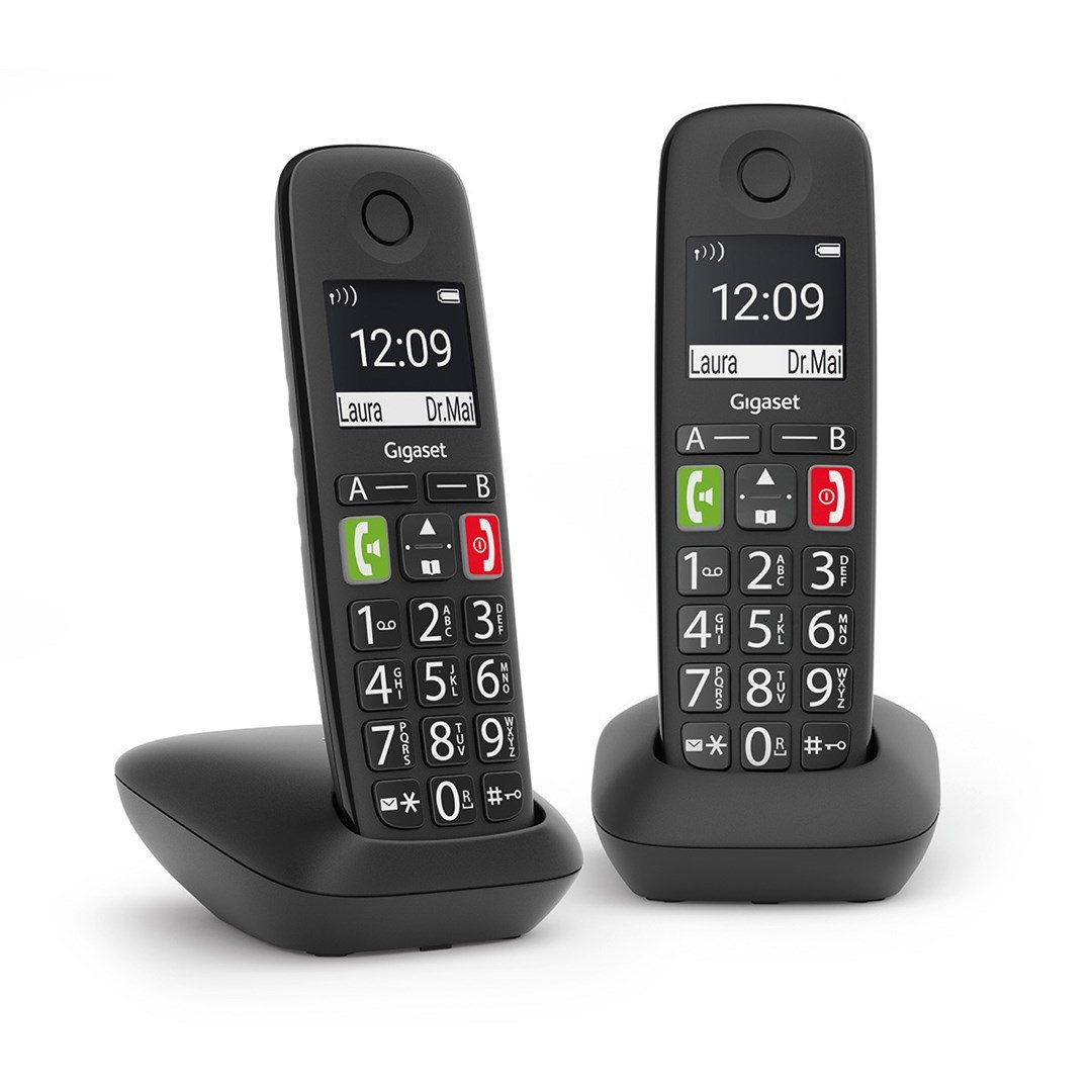 Gigaset, Telefon bezprzewodowy, E290 Duo, Black