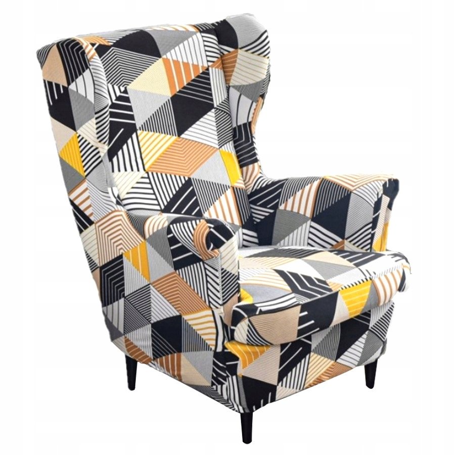 POKROWIEC NA FOTEL USZAK GEOMETRYCZNE WZORY ELASTYCZNY [22EW12]