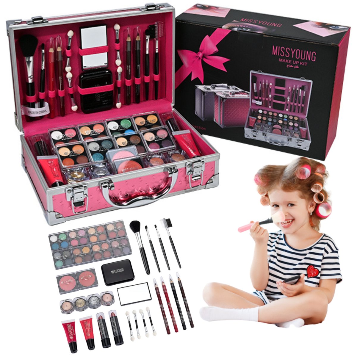 DUŻY KUFEREK ZESTAW KOSMETYKÓW PREZENT 5 6 7 8 9 10 LATKI MAKIJAŻ dziewczynki