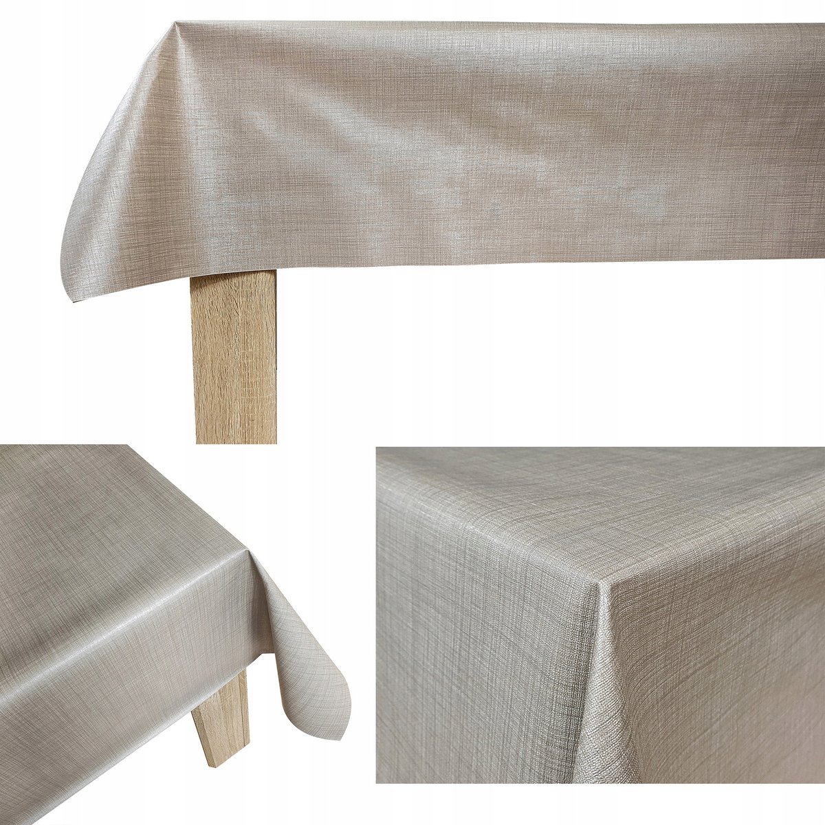 Szaro-Beżowy Dekoracyjny Obrus Flizelinowy Na Stół Ławę Blat 140x120cm