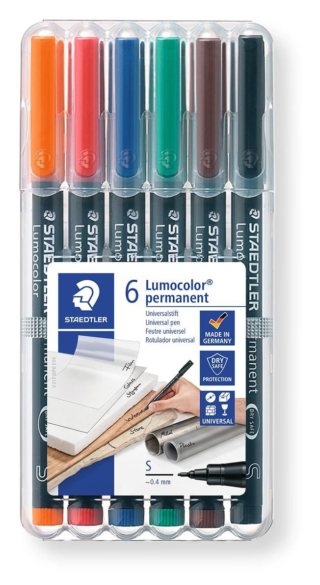 Foliopisy kolorowe 6 szt permanentne S Lumocolor Staedtler