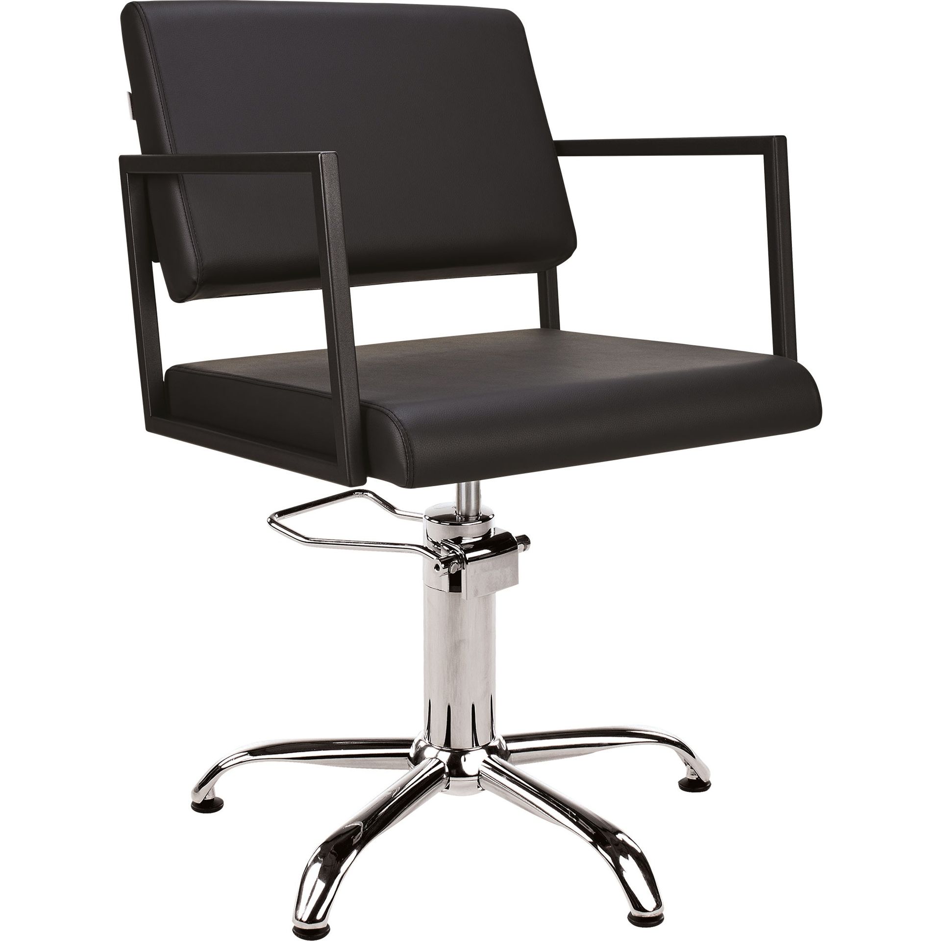 Fotel Fryzjerski Ayala Loft P-5 Rodzaj obicia: Skóra Ekologiczna Czarna, Rodzaj podstawy: Pięcioramienna Stopki Czarne