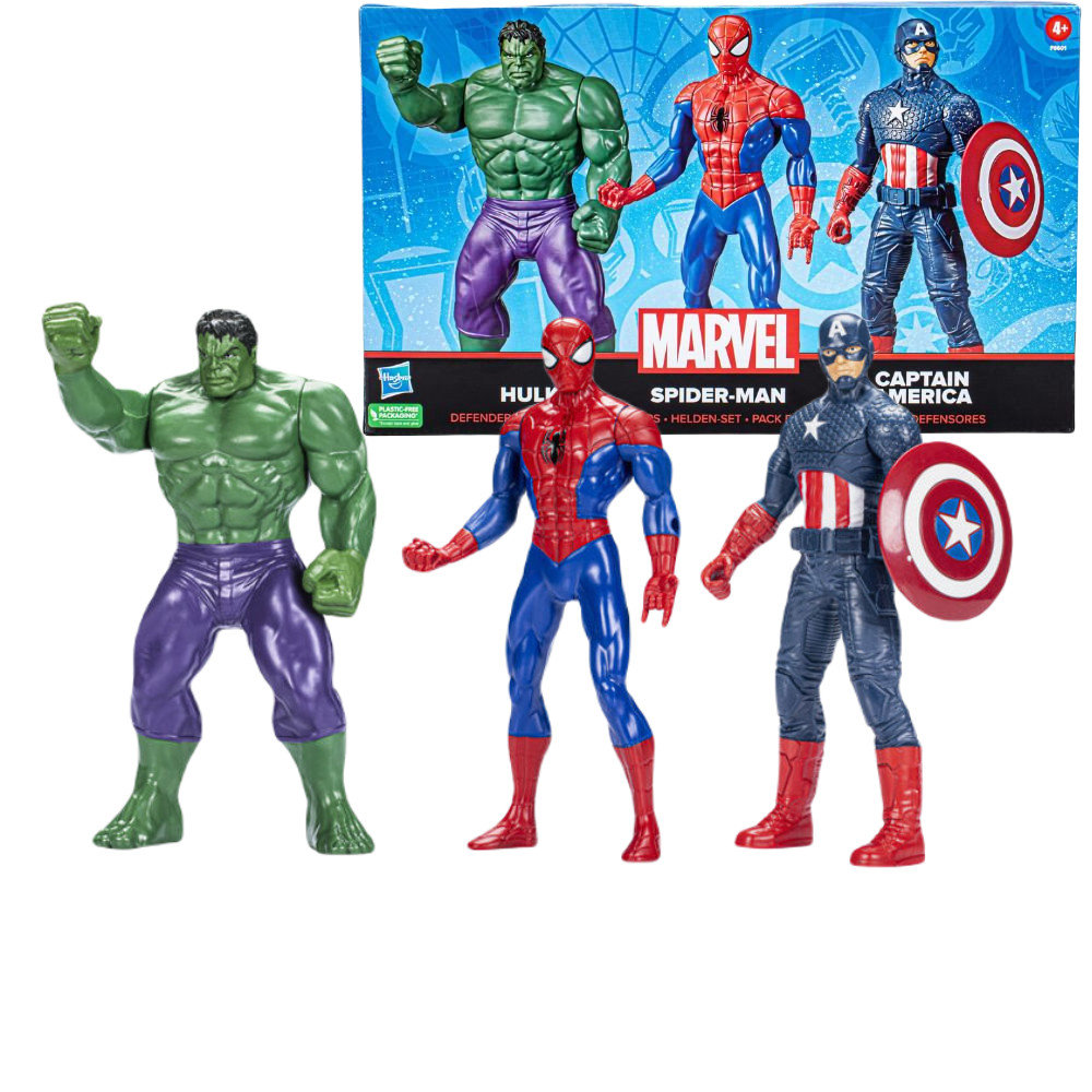 Marvel 3-Pak Figurek Hulk Spider-man i Kapitan Ameryka F6601