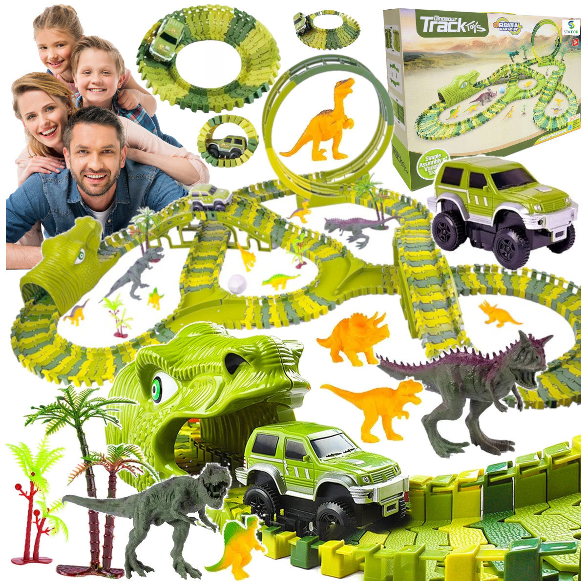 Tor Samochodowy Wyścigowy Dino Park 260 Elementów  Z882
