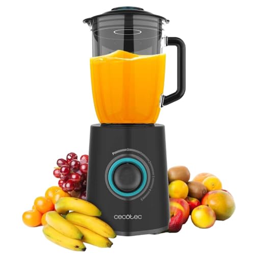 Cecotec Blender stołowy Power Black Titanium 2300MAX Mix Go 2300W maksymalna moc, 1,5L pojemność, 5 prędkości 6 arkuszy tytanu powłoka czarny i żaroodporne dzbanek