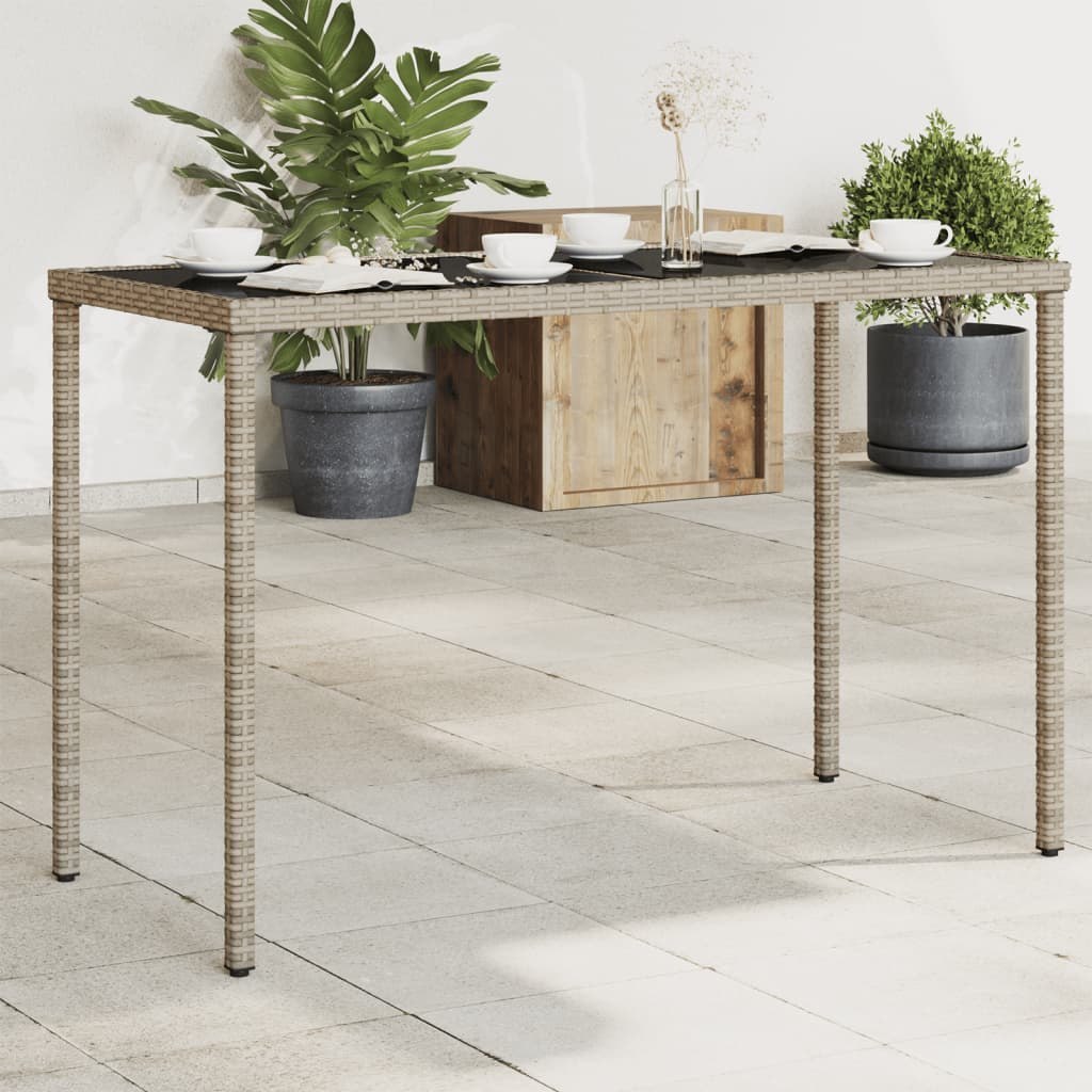 Stół ogrodowy ze szklanym blatem, szary, 115x54x74cm, rattan PE Lumarko!