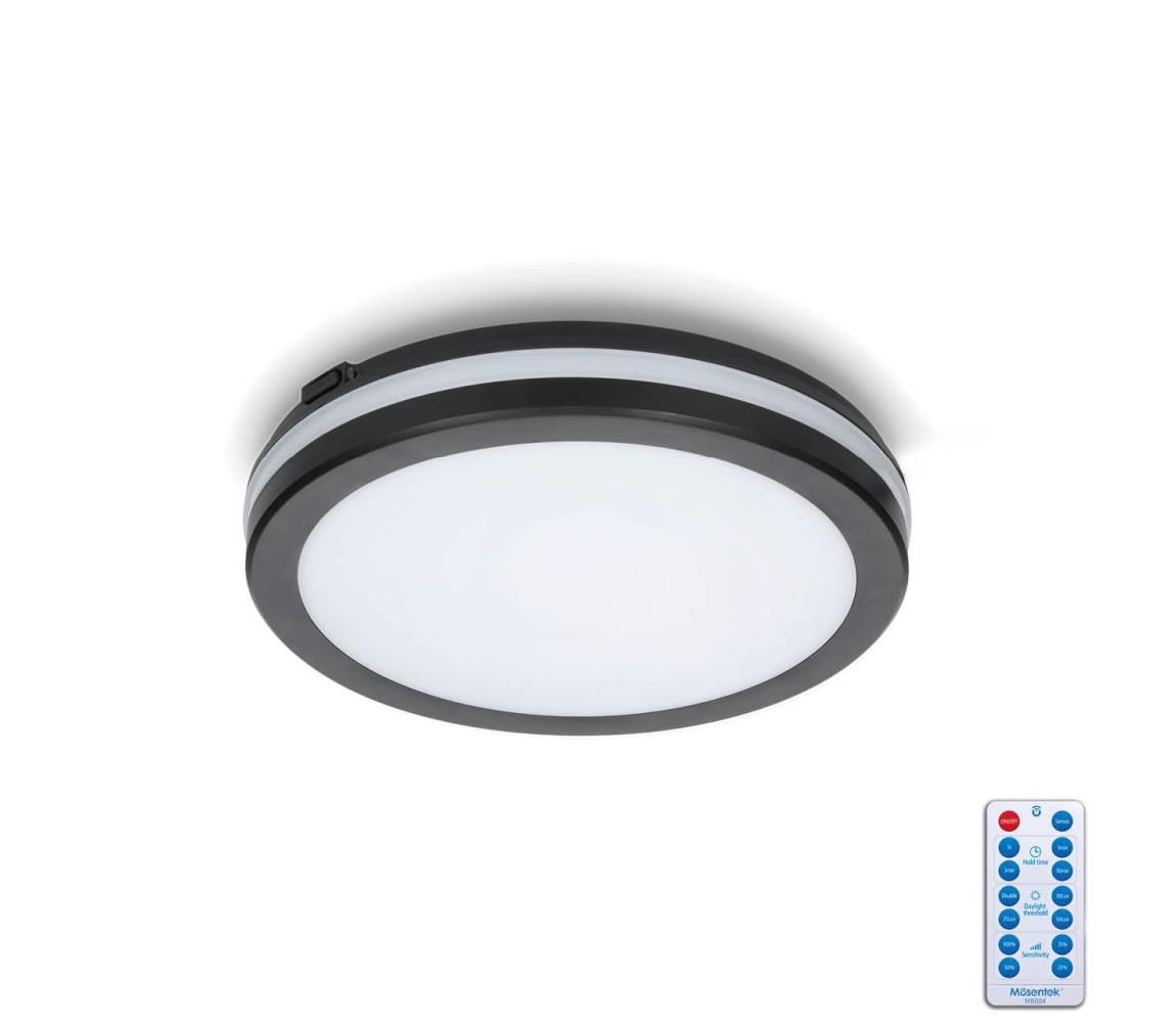 LED Plafon łazienkowy z czujnikiem LED/12W/230V śr. 20 cm czarny + pilot
