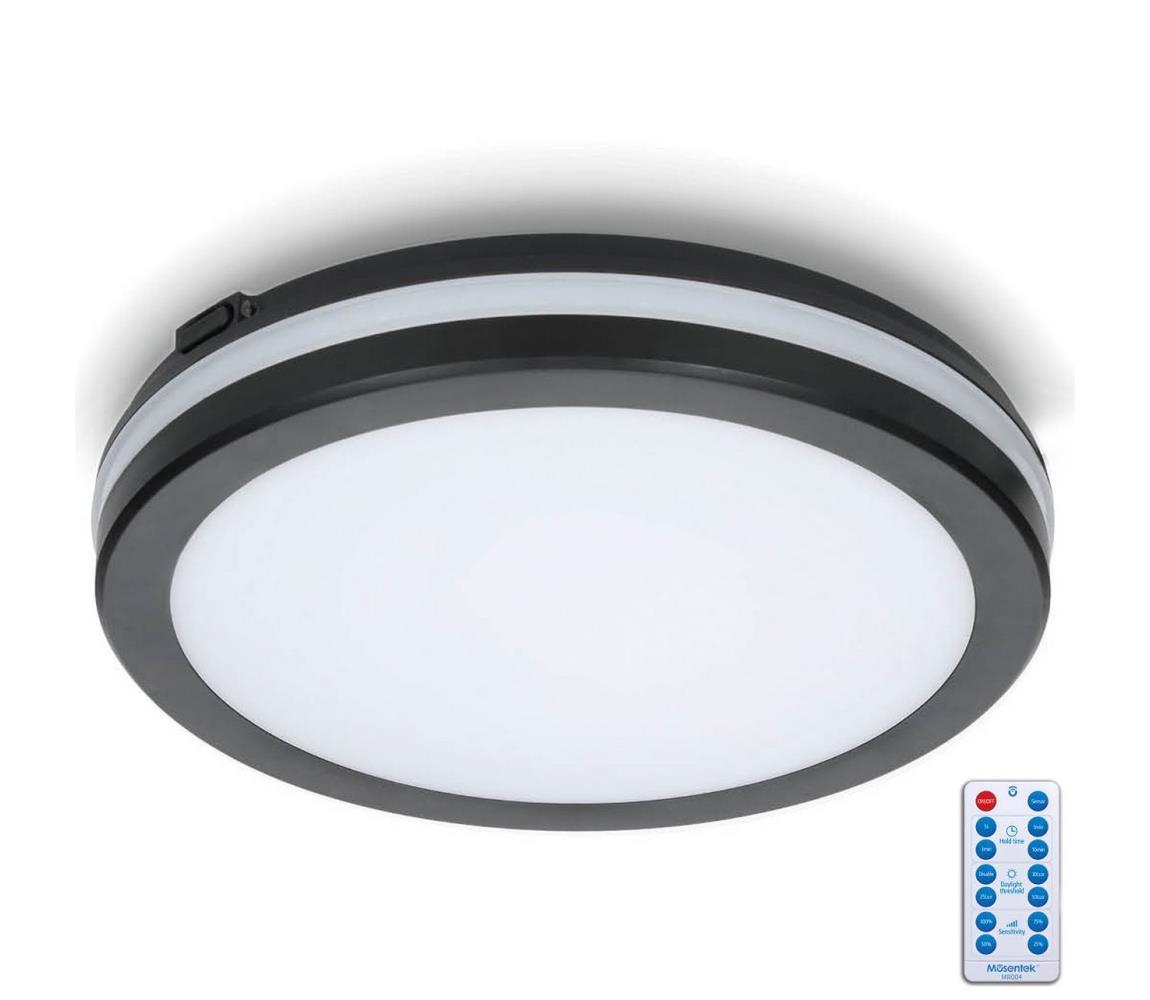 LED Plafon łazienkowy z czujnikiem LED/24W/230V śr. 30 cm czarny + pilot