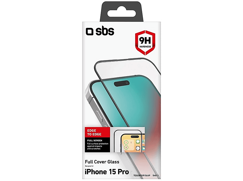 Szkło ochronne SBS Full Cover Glass do Apple iPhone 15 Pro