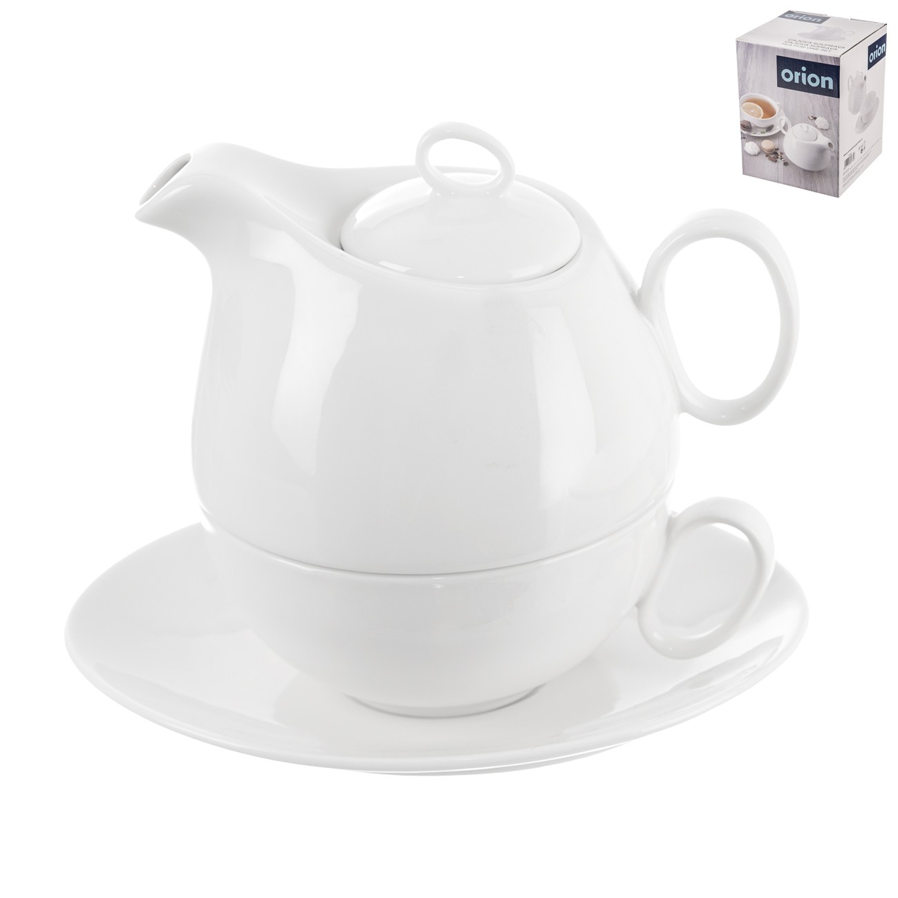 Zestaw do herbaty MONA, 3 części, porcelana, 2 szt